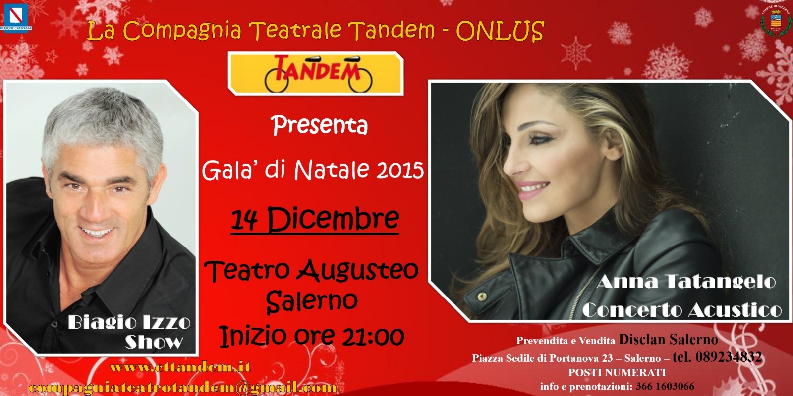 Silvia Mezzanotte in concerto per la undicesima edizione del Galà di Natale organizzato dall'Associazione Tandem Salerno