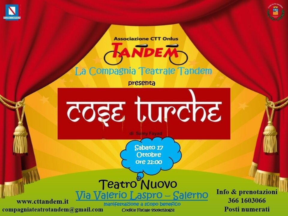 Locandina spettacolo Cose Turche messo in scena dalla Compagnia Teatro Tandem Salerno
