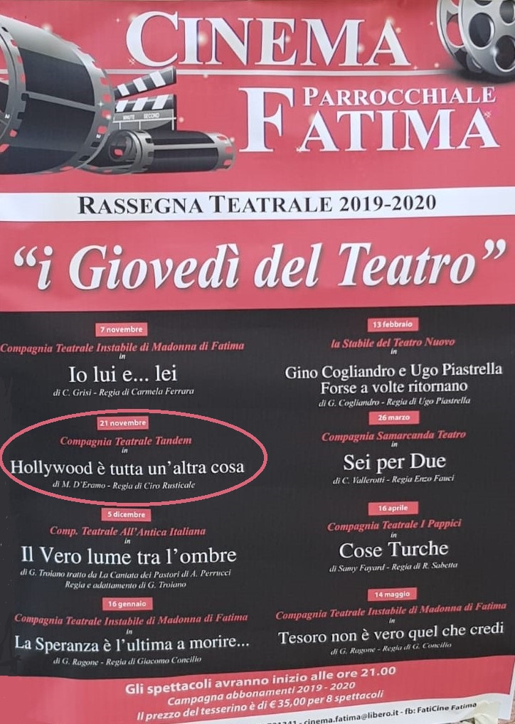 Locandina A volte ritornano messa in scena dalla Compagnia Teatro Tandem di Salerno