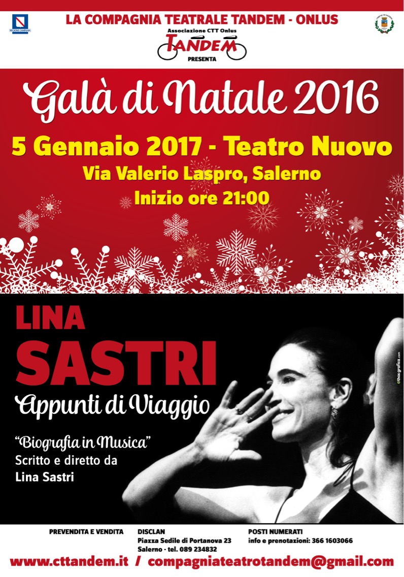 Lina Sastri in 'appunti di viaggio' - 'biografia in  Musica' per la undicesima edizione galà di Natale organizzato dalla tandem