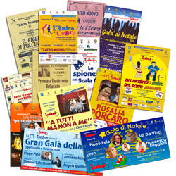 Locandine commedie e spettacoli organizzati dalla Compagnia Teatro Tandem Salerno