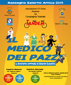 Locandina Medico dei pazzi di scarpetta messa in scena dall'Associazione Compagnia Teatro Tandem Salerno