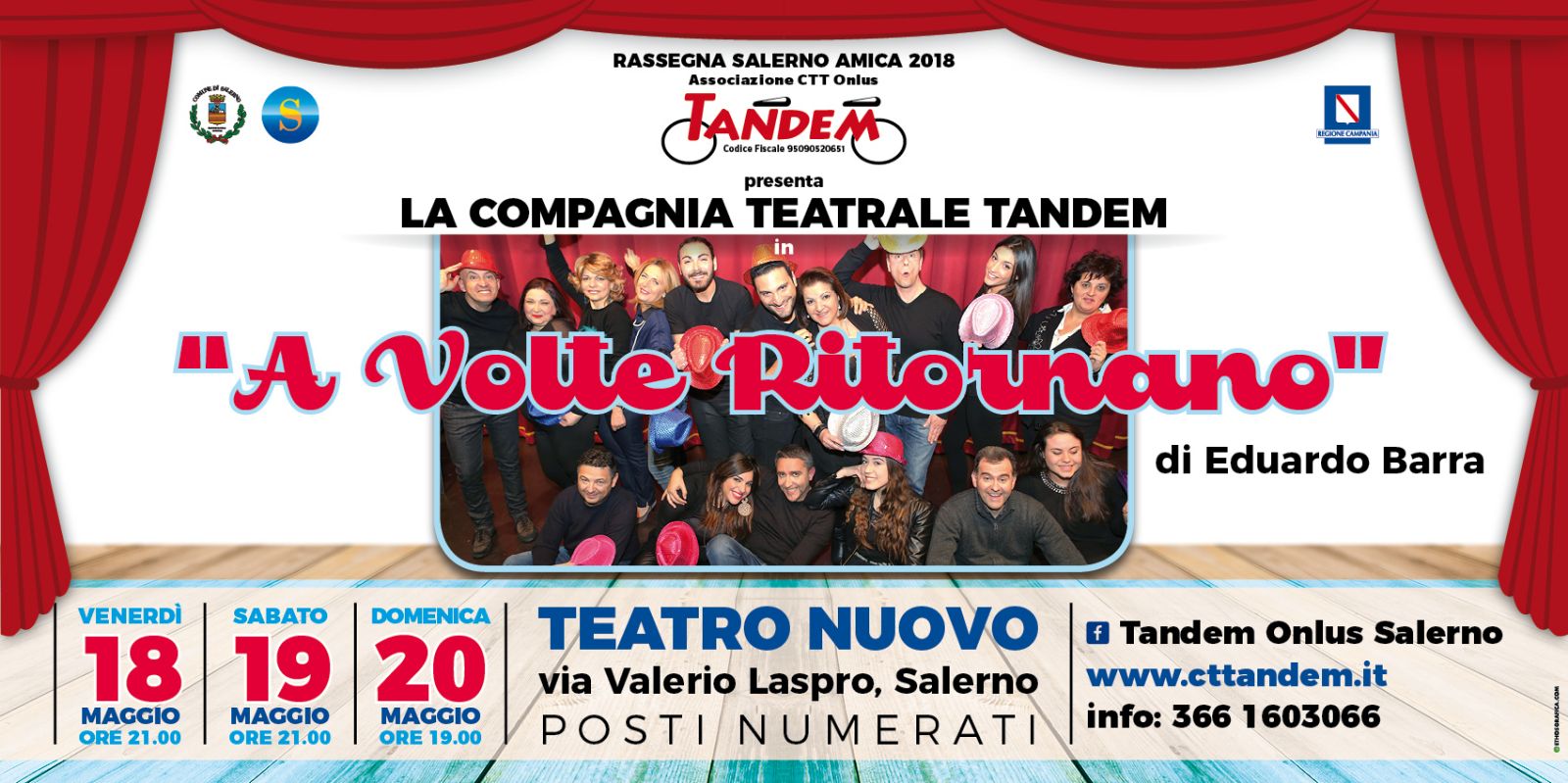 Locandina 'A volte ritornano' messa in scena dalla Compagnia Teatro Tandem di Salerno