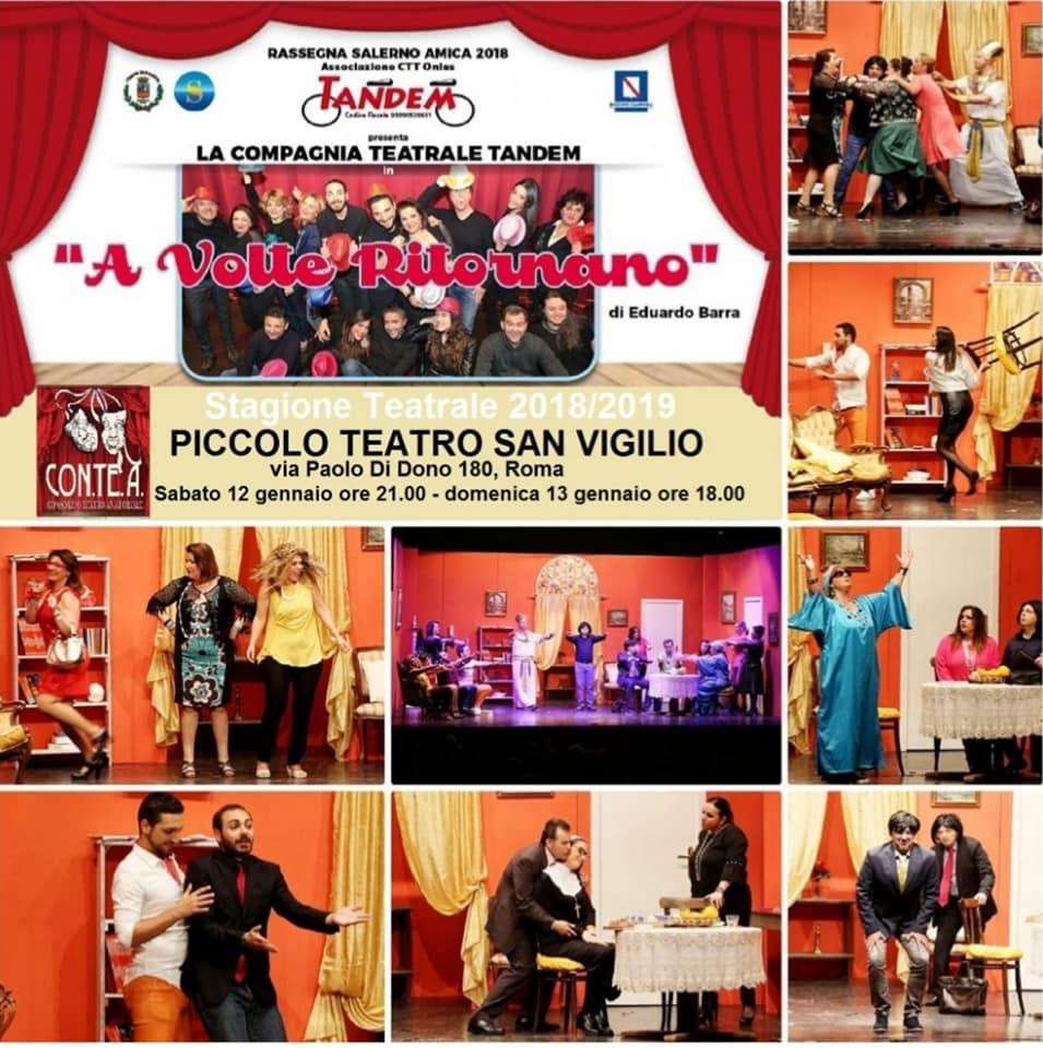 Locandina A volte ritornano messa in scena dalla Compagnia Teatro Tandem di Salerno