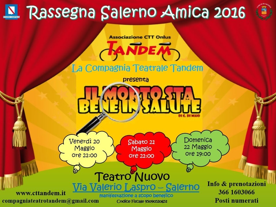 Locandina Il morto sta bene in salute messa in scena dalla Compagnia Teatro Tandem di Salerno