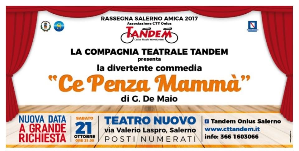 Locandina Ce penza mammà messa in scena dalla Compagnia Teatro Tandem di Salerno