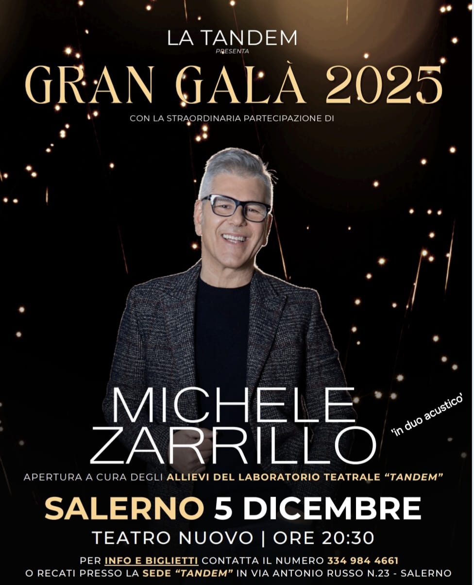 Michele Zarrillo in concerto per il Galà di Natale 2025 organizzato dall'Associazione Tandem Salerno